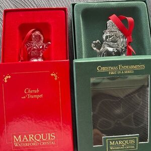 Set of 2 Marquis by Waterford Crystal Ornaments